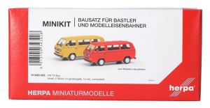 HER013093-005 - 2 bus rouge et jaune en kit  à monter - VOLKSWAGEN T3