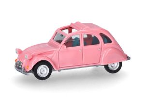 HER020824-008 - Voiture avec toit pliant ouvert de couleur rose - CITROEN 2CV