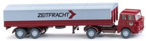 Camion 4X2 plateau 2 essieux couleur rouge et blanc Henschel Zeitfracht