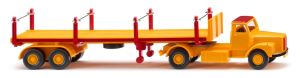WIK051844 - Camion avec plateau de couleur rouge et jaune – SCANIA 4x2