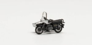 HER053433-006 - Moto noir et argent MZ 250 avec side-car