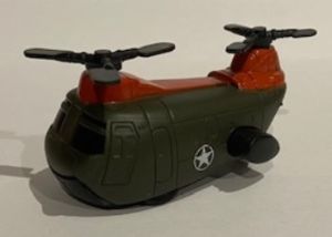 Hélicoptère à friction de couleur vert et orange