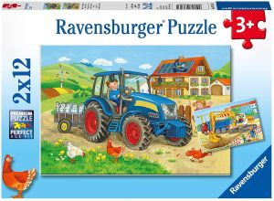 2 Puzzles Chantier et à la ferme – 12 Pièces