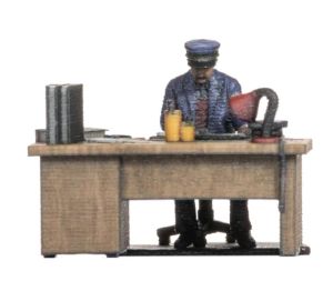 NOC10220 - Personnage et accessoire 3D - Agent des chemins de fer à son bureau