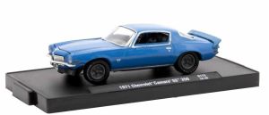 M2M-11228-115-A - Voiture sous blister - CHEVROLET Camaro SS 350 de 1971 couleur bleu