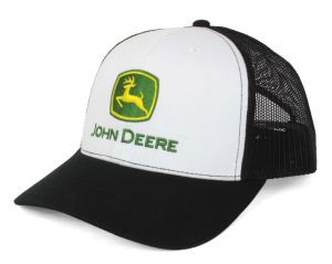 1308-3346-WHBK - Casquette de couleur noire et blanche avec arrière en maille - JOHN DEERE