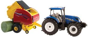 ERT13966 - Tracteur avec presse NEW HOLLAND Roll-Belt 560 - NEW HOLLAND T6.180