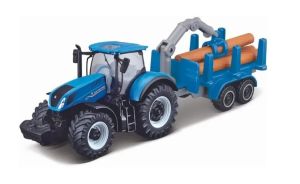 MST15590-B - Tracteur avec remorque forestiere sous blister - NEW HOLLAND T7.185 HD