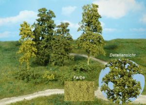 HEK1671 - Décor pour diorama  - 15 Arbres et Arbustes en fibres naturelles - vert moyen