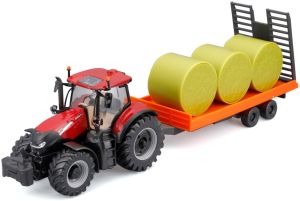 BUR31687 - Tracteur à friction avec plateau et balles de pailles - CASE IH Optum 300 CVX