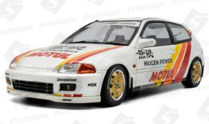 SOL1810404 - Voiture de 1992 couleur blanche - HONDA Civic - SOLIDO Works Mugen Racing