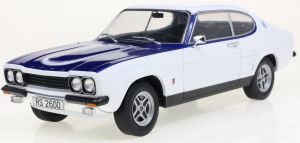 Voiture de 1973 couleur blanche et bleue - FORD Capri Mk.I RS 2600