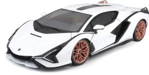 BUR11046W - Voiture de couleur blanche et noire - LAMBORGHINI Sian hybride