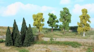 HEK1963 - Décor pour diorama - 30 Arbres et sapins de 5 à 11cm