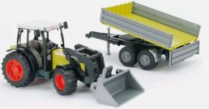 BRU1998 - Tracteur avec chargeur et remorque de couleur verte et grise - CLAAS Nectis 267 F 