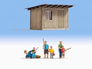 Cabanon de pêche avec pêcheurs