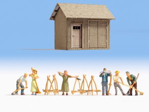 Cabane avec personnages et accessoires