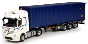 Camion 4x2 MERCEDES bigspace avec remorque porte container plus container VAN DER MOST 40 pieds