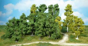 14 arbres à feuilles en assortiment de 5-12cm