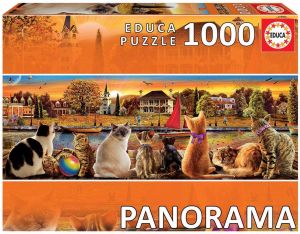 EDU18001 - Puzzle panorama des chats sur le quai – 1000 Pièces
