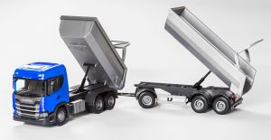 EMEK20604 - Camion benne bleu avec remorque 1 + 2 essieux - SCANIA G 6x4