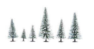 NOC26828 - Déco pour diorama - Sapins de neige - 25 pièces de 5 à 14cm
