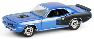GREEN28160-D - Voiture sous blister 60e Anniversaire CUDA - PLYMOUTH Cuda 440 6BBL 1971 Bleu