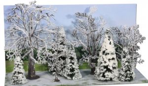 10 arbres de forêt d'hiver 7-14cm en lot