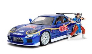 JAD30838 - Voiture du jeu vidéo Street Fighter - MAZDA RX-7 de 1993 avec figurine CHUN-LI