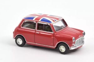 NOREV310521 - Voiture de 1964 couleur rouge avec drapeau sur le toit - MINI COOPER S