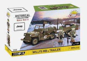 COB3132 - Jeu de construction - 200 pcs - JEEP Willys MB avec remorque