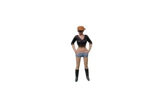 ATLAN32023_NOIR - Figurine avec chapeau et lunette haut noir - Femme debout