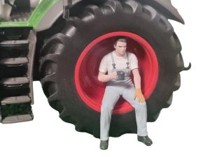 ATLAN32025_GRISC - Figurine en cotte grise clair - Homme assis en pause