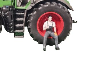 ATLAN32025_GRISF - Figurine en cotte grise foncé - Homme assis en pause