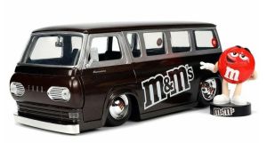 JAD32027 - Véhicule de 1965 avec figurine M&M's rouge – FORD Econoline Bus