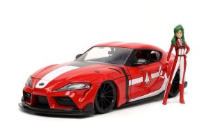 JAD33679 - TOYOTA Supra 2020 met rode Miriya STERLING ROBOTECH figuur