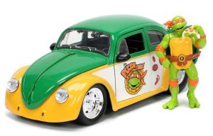 JAD33741 - Voiture des TORTUES NINJA avec figurine Michelangelo - VOLKSWAGEN Beetle  de 1959