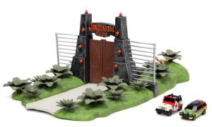 JAD34244 - Maquette du parc de Jurassic avec 2 voitures