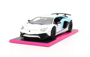 JAD35536 - Voiture de la série Pink Slips - LAMBORGHINI Aventador SV de couleur blanche et bleu