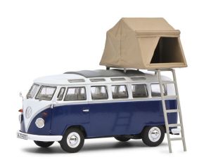 SCH3778 - Van de couleur blanc et bleu – VW T1B Samba avec tente