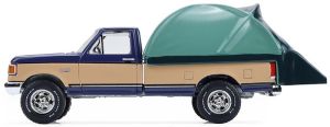 GREEN38080-D - Voiture sous blister de la série THE GREAT OUTDOORS - FORD F-150 XLT Lariat 1987 avec tente