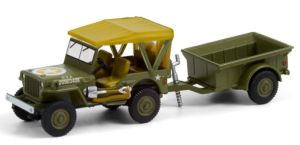 Véhicule militaire sous Blister de 1943 – JEEP WILLYS MB avec remorque