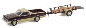 GREEN32240-B - Voiture sous blister de la série HITCH & TW – CHEVROLET El Camino Conquista 1984 remorque