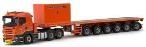 IMC33-0034 - Camion SCANIA R5 6x4 avec semi plateau 6 essieux transport de ballaste avec 1 contenaire MICHELSEN