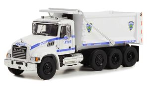 GREEN45160-B - Camion benne sous blister de la série S.D TRUCKS - MACK granite Benne 8x4 2019 Police NYPD
