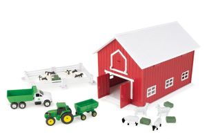 BRI47333 - Coffret 24 pièces – Grange avec tracteur JOHN DEERE animaux et accessoires 