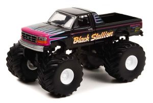 GREEN49110-E - Voiture sous blister de la série KINGS OF CRUNCH - FORD F-250 1992 Monster Truck BLACK STALLION