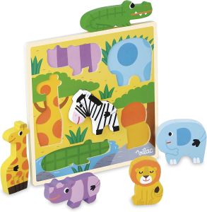 VIL4628 - Puzzle Animaux de la savane - 6 pièces en bois