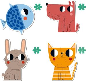 4 puzzles sur les animaux – 2+3+4+5 pièces