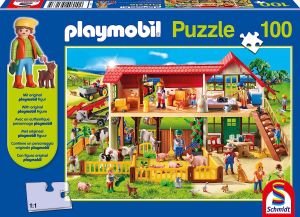 SCM56163 - Puzzle à la ferme avec personnage PLAYMOBIL – 100 pièces